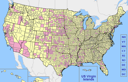 interactive map West Nile incidences in the US
